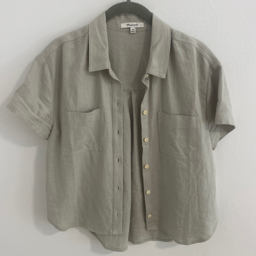 Madewell green button down